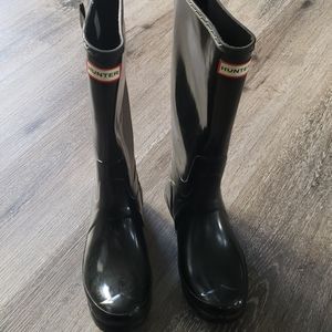 Glossy Black Hunter Boots